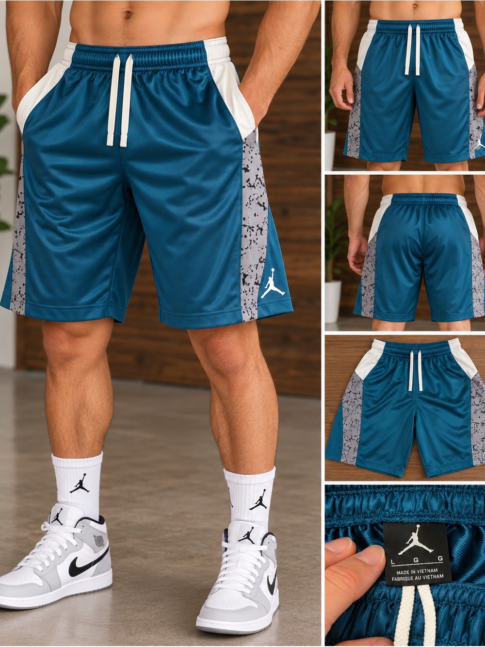 Jordan Athletic Shorts in Blue & Gray